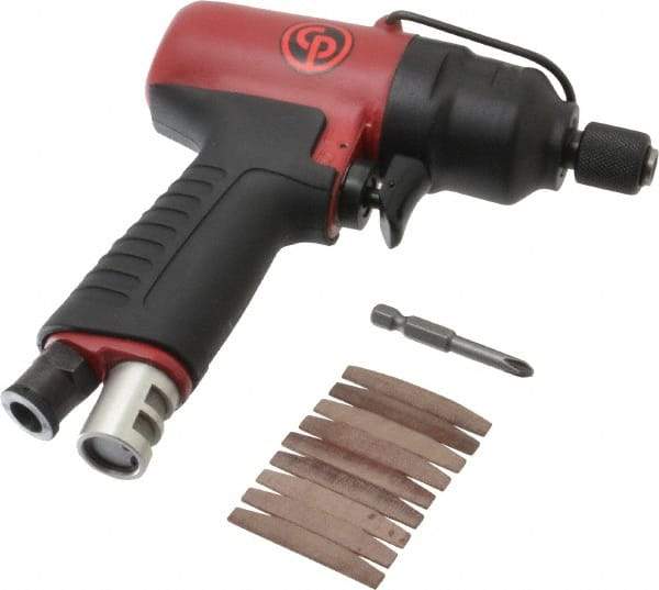 Chicago Pneumatic - 1/4" Bit Holder, 5,600 RPM, Pistol Grip Handle Air Screwdriver - 4.4 to 30 Ft/Lb Torque, 1/4 NPT Inlet, 6.8 CFM - Makers Industrial Supply