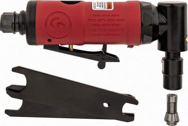 Chicago Pneumatic - 1/4" Collet, Angle Handle, Angle Air Die Grinder - 22,000 RPM, Rear Exhaust, 8.69 CFM, 0.28 hp, 6.21 bar, 1/4" Inlet - Makers Industrial Supply