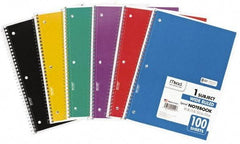 Mead - 100 Sheet, 8 x 10-1/2", Wide Ruled Spiral Bound Notebook - Assorted Colors - Makers Industrial Supply