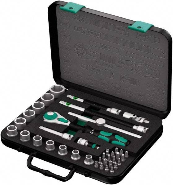 Wera - 38 Piece 3/8" Drive Socket & Bit Set - Comes in Molded Steel Case with High Density Foam Insert - Makers Industrial Supply