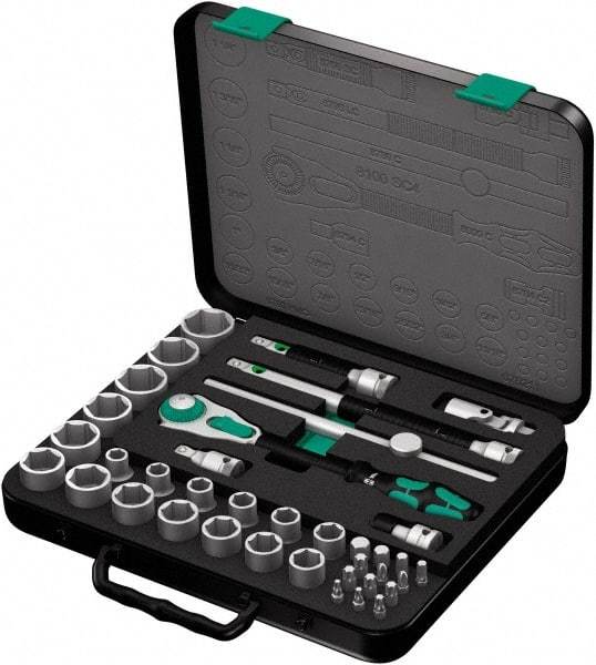 Wera - 37 Piece 1/2" Drive Socket & Bit Set - Comes in Molded Steel Case with High Density Foam Insert - Makers Industrial Supply