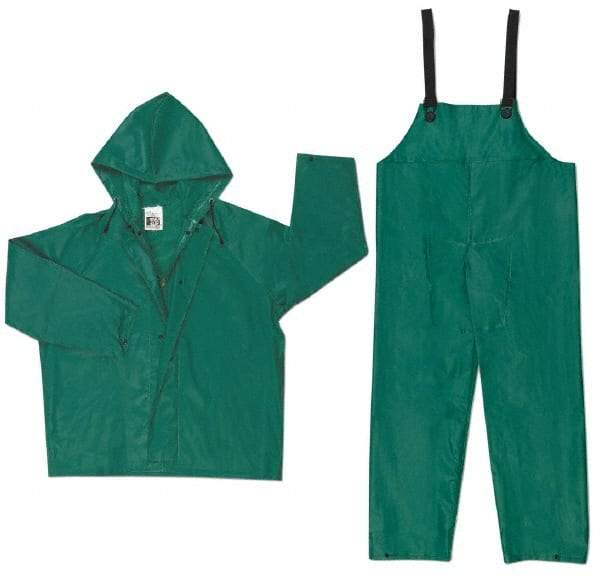 MCR Safety - Size 3XL, Green, Chemical, Rain Two Piece Suit - Attached Hood - Makers Industrial Supply