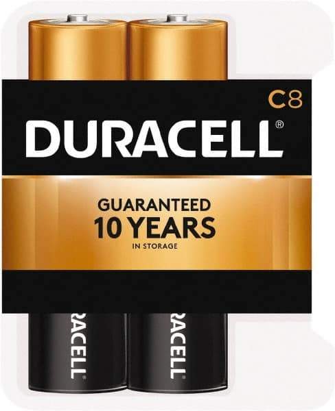 Duracell - Size C, Alkaline, 8 Pack, Standard Battery - 1.5 Volts, Button Tab Terminal - Makers Industrial Supply