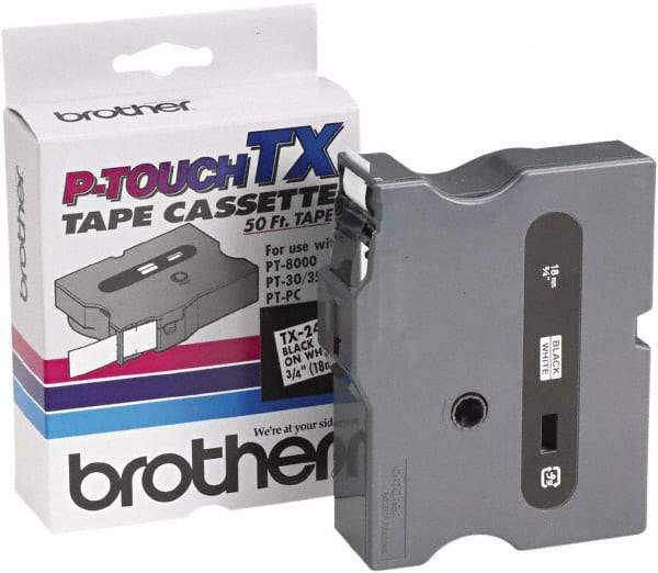 Brother - 3/4" Wide x 600" Long, White Tape Cassette - For Label Maker - Makers Industrial Supply