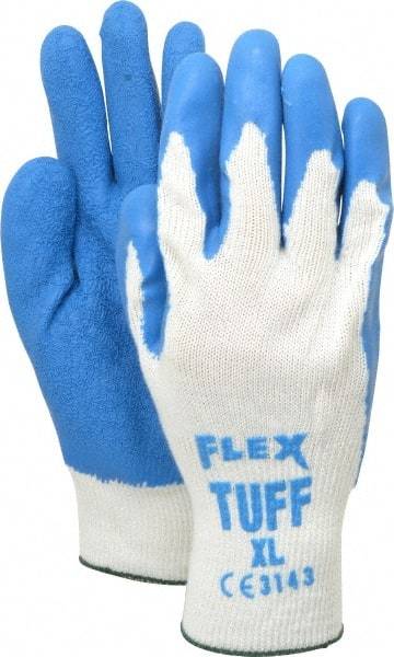 MCR Safety - Size XL (10) Latex Coated Cotton Blend General Protection Work Gloves - For General Purpose, Palm & Fingers Coated, Knit Wrist Cuff, Full Fingered, Blue/White, Paired - Makers Industrial Supply