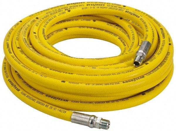 Continental ContiTech - 1/2" ID x 0.89" OD 50' Long Oil Resistant Air Hose - MNPT x MNPT Ends, 500 Working psi, -20 to 190°F, 1/2" Fitting, Yellow - Makers Industrial Supply