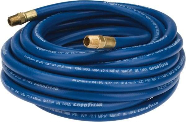 Continental ContiTech - 1/4" ID x 1/2" OD 25' Long Multipurpose Air Hose - MNPT x MNPT Ends, 300 Working psi, -10 to 158°F, 1/4" Fitting, Blue - Makers Industrial Supply