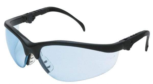 MCR Safety - Light Blue Lenses, Framed Safety Glasses - Scratch Resistant, Black Plastic Frame, Adjustable Temples, Size Universal, Wrap Around - Makers Industrial Supply