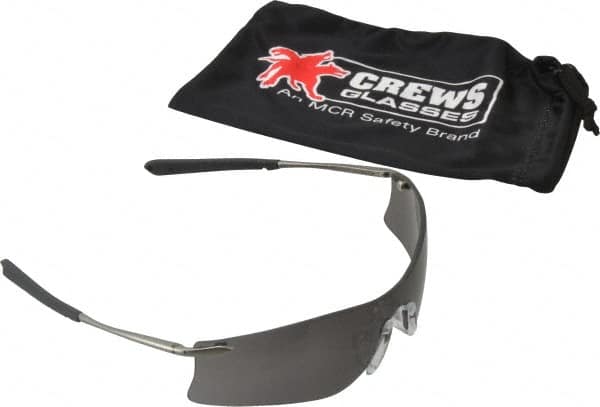 MCR Safety - Gray Lenses, Frameless Safety Glasses - Anti-Fog, Scratch Resistant, Metal Frame, Size Universal, Wrap Around - Makers Industrial Supply