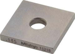 Mitutoyo - 0.135" Square Steel Gage Block - Accuracy Grade 0, Includes Certificate of Inspection - Makers Industrial Supply