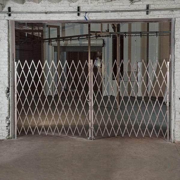 Illinois Engineered Products - 102" High Bi-Parting Folding Gates - Galvanized Steel, Silver - Makers Industrial Supply