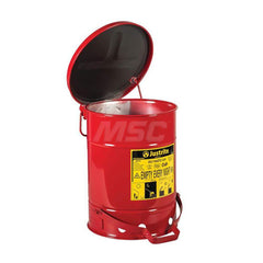 Justrite - Oily Waste Cans & Receptacles; Capacity (Gal.): 6.000 ; Opening Style: Foot Operated ; Color: Red ; Material: Steel ; Height (Inch): 15.88 ; Height (Decimal Inch): 16.000000 - Exact Industrial Supply