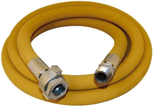 Alliance Hose & Rubber - 2" ID x 2.56" OD 50' Long Wire Braid Air Hose - Male NPT x Female NPT Ground Joint Swivel Ends, 600 Working psi, -22 to 176°F, 2" Fitting, Yellow - Makers Industrial Supply