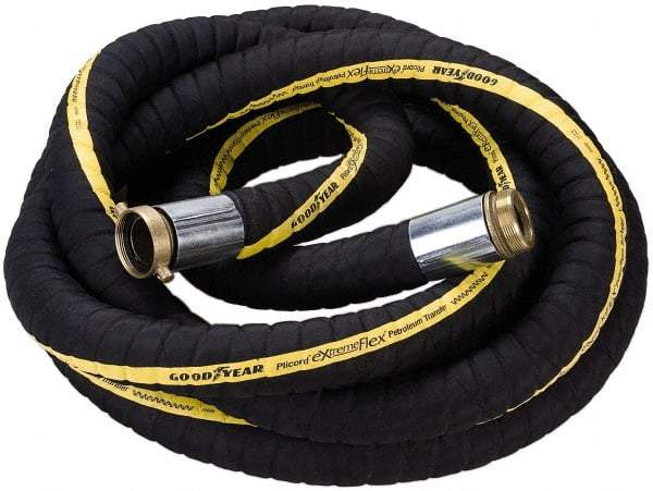 Alliance Hose & Rubber - 3" ID x 3-1/2" OD x 25' OAL, Male x Female Petroleum Transfer Hose - 200 Max Working psi, -40 to 200°F, 3" Bend Radius, 3" Fitting, Black - Makers Industrial Supply