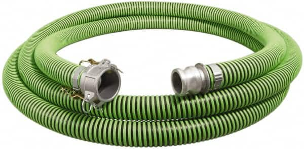 Alliance Hose & Rubber - -40 to 180°F, 1-1/2" Inside x 1.78" Outside Diam, Thermoplastic Rubber with Polyethylene Helix Liquid Suction & Discharge Hose - Green & Black, 25' Long, 29 Vacuum Rating, 50 psi Working & 150 psi Brust Pressure - Makers Industrial Supply