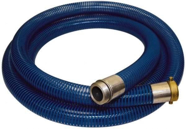 Alliance Hose & Rubber - -40 to 150°F, 4" Inside x 4-1/2" Outside Diam, PVC Liquid Suction & Discharge Hose - Transparent Blue, 20' Long, 29 Vacuum Rating, 55 psi Working Pressure - Makers Industrial Supply