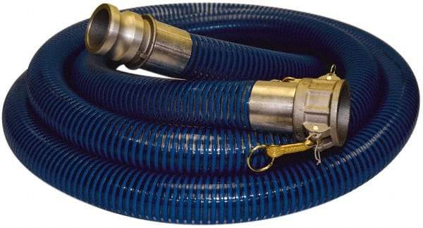 Alliance Hose & Rubber - -40 to 150°F, 6" Inside x 6.62" Outside Diam, PVC Liquid Suction & Discharge Hose - Transparent Blue, 25' Long, 28 Vacuum Rating, 47 psi Working Pressure - Makers Industrial Supply