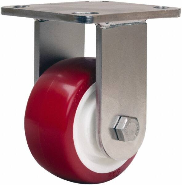 Hamilton - 4" Diam x 2" Wide x 5-5/8" OAH Top Plate Mount Rigid Caster - Polyurethane Mold on Polypropylene, 750 Lb Capacity, Delrin Bearing, 4 x 4-1/2" Plate - Makers Industrial Supply