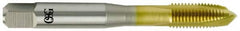 OSG - 7/8-14 UNF, 5 Flute, TiN Finish, High Speed Steel Spiral Point Tap - Plug Chamfer, Right Hand Thread, 4-11/16" OAL, 2-7/32" Thread Length, 0.697" Shank Diam, Series 11015 - Exact Industrial Supply