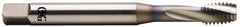 OSG - M14x1.50 Metric Fine 3 Flute 6H Bottoming Spiral Flute Tap - Vanadium High Speed Steel, TiCN Finish, 100mm OAL, Right Hand Flute, Right Hand Thread, Series 13113 - Makers Industrial Supply