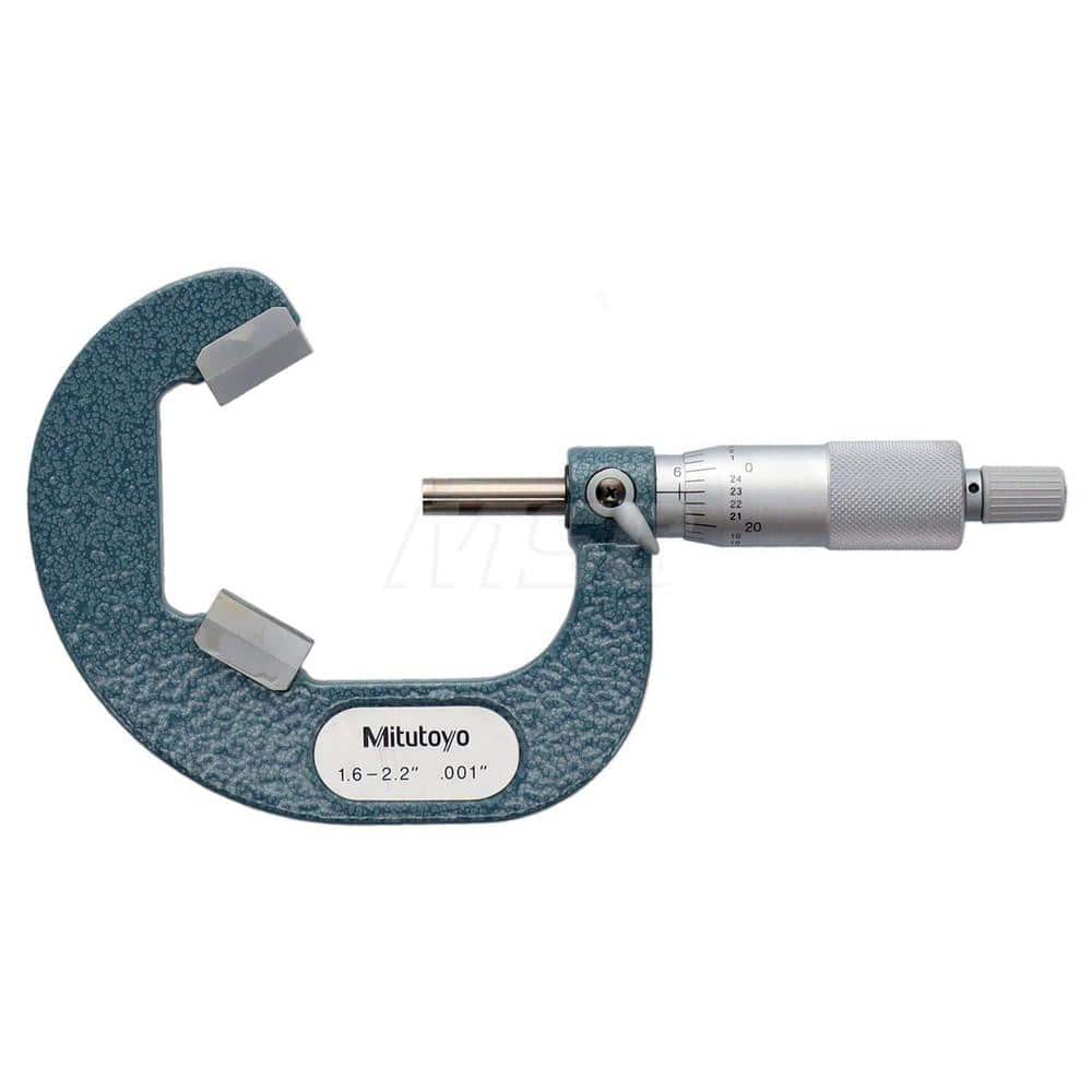 V-Anvil Micrometers; Operation Type: Mechanical; Minimum Measurement: 2; Minimum Measurement (mm): 2; Maximum Measurement: 2.20; Maximum Measurement (Decimal Inch): 2.20; Maximum Measurement (mm): 2.20; Thimble Type: Ratchet; Calibrated: No; Rotating Spin