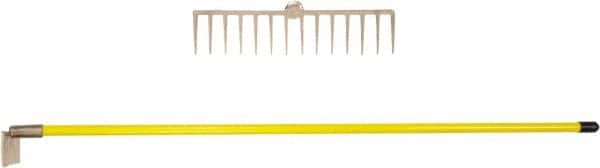 Ampco - Rake with 58" Straight Fiberglass Handle - 14-1/4" Blade Width, 14 Tines, 2-3/4" Tine Length - Makers Industrial Supply