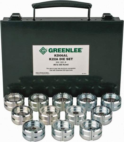 Greenlee - 8 AWG - 350 MCM Crimping Die Set - Use with Mfr's # EK628L11 - Makers Industrial Supply