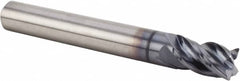 Corner Radius End Mill: 3/8″ Dia, 1″ LOC, 0.015″ Radius, 4 Flutes, Solid Carbide 3″ OAL, 3/8″ Shank Dia, 38 ° Helix, AlTiN Coated, Corner Radius End, Centercutting, Series HPHV