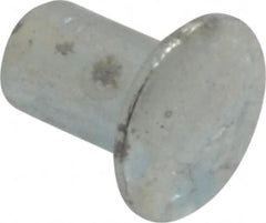 RivetKing - 0.084 to 0.09" Hole Diam, Round Head, Zinc Plated Steel, Semi Tubular Rivet - 7/32 Head Diam, 3/16" Length Under Head, 1/8 Body Diam - Makers Industrial Supply