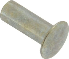 RivetKing - 0.084 to 0.09" Hole Diam, Round Head, Zinc Plated Steel, Semi Tubular Rivet - 7/32 Head Diam, 5/16" Length Under Head, 1/8 Body Diam - Makers Industrial Supply