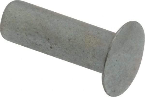 RivetKing - 0.084 to 0.09" Hole Diam, Round Head, Zinc Plated Steel, Semi Tubular Rivet - 7/32 Head Diam, 3/8" Length Under Head, 1/8 Body Diam - Makers Industrial Supply