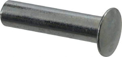 RivetKing - 0.084 to 0.09" Hole Diam, Round Head, Zinc Plated Steel, Semi Tubular Rivet - 7/32 Head Diam, 1/2" Length Under Head, 1/8 Body Diam - Makers Industrial Supply