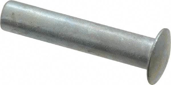 RivetKing - 0.084 to 0.09" Hole Diam, Round Head, Zinc Plated Steel, Semi Tubular Rivet - 7/32 Head Diam, 5/8" Length Under Head, 1/8 Body Diam - Makers Industrial Supply