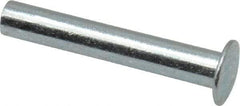 RivetKing - 0.084 to 0.09" Hole Diam, Round Head, Zinc Plated Steel, Semi Tubular Rivet - 7/32 Head Diam, 3/4" Length Under Head, 1/8 Body Diam - Makers Industrial Supply