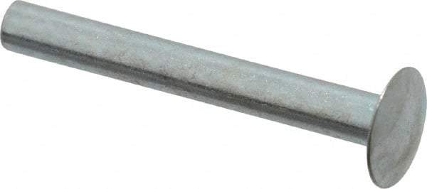 RivetKing - 0.084 to 0.09" Hole Diam, Round Head, Zinc Plated Steel, Semi Tubular Rivet - 7/32 Head Diam, 1" Length Under Head, 1/8 Body Diam - Makers Industrial Supply