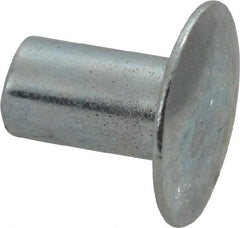 RivetKing - 0.1 to 0.17" Hole Diam, Round Head, Zinc Plated Steel, Semi Tubular Rivet - 5/16 Head Diam, 1/4" Length Under Head, 9/64 Body Diam - Makers Industrial Supply