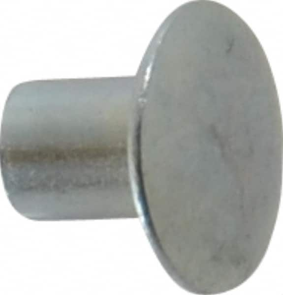 RivetKing - 0.134 to 0.141" Hole Diam, Round Head, Zinc Plated Steel, Semi Tubular Rivet - 3/8 Head Diam, 1/4" Length Under Head, 3/16 Body Diam - Makers Industrial Supply