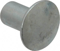 RivetKing - 0.134 to 0.141" Hole Diam, Round Head, Zinc Plated Steel, Semi Tubular Rivet - 3/8 Head Diam, 5/16" Length Under Head, 3/16 Body Diam - Makers Industrial Supply