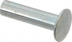 RivetKing - 0.134 to 0.141" Hole Diam, Round Head, Zinc Plated Steel, Semi Tubular Rivet - 3/8 Head Diam, 3/4" Length Under Head, 3/16 Body Diam - Makers Industrial Supply