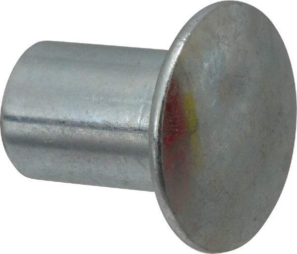 RivetKing - 0.176 to 0.184" Hole Diam, Round Head, Zinc Plated Steel, Semi Tubular Rivet - 7/16 Head Diam, 3/8" Length Under Head, 1/4 Body Diam - Makers Industrial Supply