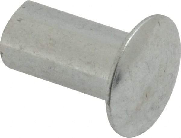 RivetKing - 0.176 to 0.184" Hole Diam, Round Head, Zinc Plated Steel, Semi Tubular Rivet - 7/16 Head Diam, 1/2" Length Under Head, 1/4 Body Diam - Makers Industrial Supply