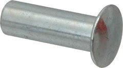 RivetKing - 0.176 to 0.184" Hole Diam, Round Head, Zinc Plated Steel, Semi Tubular Rivet - 7/16 Head Diam, 3/4" Length Under Head, 1/4 Body Diam - Makers Industrial Supply