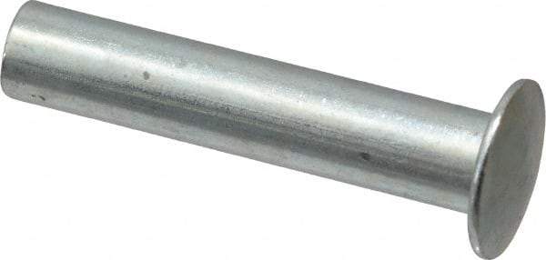 RivetKing - 0.176 to 0.184" Hole Diam, Round Head, Zinc Plated Steel, Semi Tubular Rivet - 7/16 Head Diam, 1-1/4" Length Under Head, 1/4 Body Diam - Makers Industrial Supply