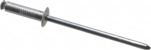 RivetKing - Dome Head Aluminum Peel Blind Rivet - Steel Mandrel, 1/8" to 0.275" Grip, 0.255" Head Diam, 0.129" Max Hole Diam, 0.472 to 0.511" Length Under Head, 1/8" Body Diam - Makers Industrial Supply