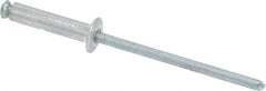 RivetKing - Dome Head Aluminum Peel Blind Rivet - Steel Mandrel, 1/8" to 0.354" Grip, 0.255" Head Diam, 0.129" Max Hole Diam, 0.551 to 0.590" Length Under Head, 1/8" Body Diam - Makers Industrial Supply