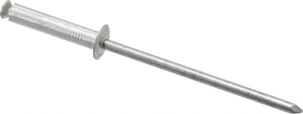 RivetKing - Dome Head Aluminum Peel Blind Rivet - Steel Mandrel, 1/8" to 0.433" Grip, 0.255" Head Diam, 0.129" Max Hole Diam, 0.630 to 0.669" Length Under Head, 1/8" Body Diam - Makers Industrial Supply