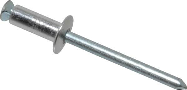 RivetKing - Dome Head Aluminum Peel Blind Rivet - Steel Mandrel, 0.188" to 0.354" Grip, 3/8" Head Diam, 0.196" Max Hole Diam, 0.551 to 0.590" Length Under Head, 3/16" Body Diam - Makers Industrial Supply