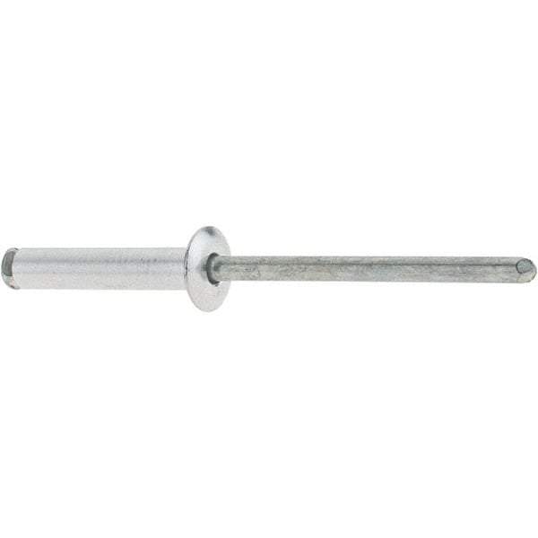 RivetKing - Dome Head Aluminum Peel Blind Rivet - Steel Mandrel, 0.188" to 0.748" Grip, 3/8" Head Diam, 0.196" Max Hole Diam, 0.945 to 0.984" Length Under Head, 3/16" Body Diam - Makers Industrial Supply