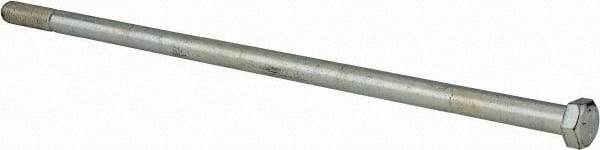 Made in North America - 1/2-13 UNC, 14" Length Under Head Hex Head Cap Screw - Partially Threaded, Grade 5 Steel, Zinc-Plated Finish, 3/4" Hex - Makers Industrial Supply