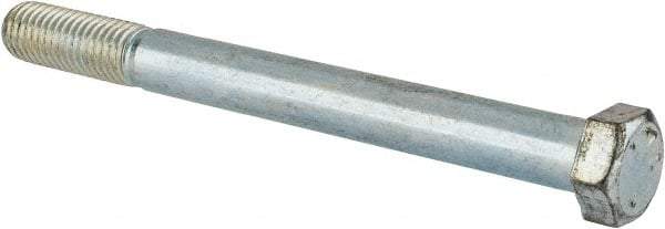 Made in USA - 9/16-12 UNC, 6" Length Under Head Hex Head Cap Screw - Partially Threaded, Grade 5 Steel, Zinc-Plated Finish, 13/16" Hex - Makers Industrial Supply